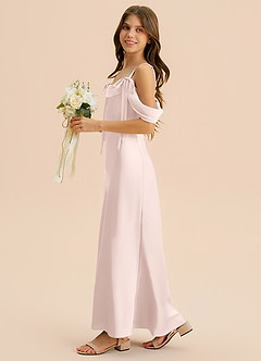 Azazie Bellalina Junior Blushing Pink Mermaid Pleated Stretch Satin Dress image5