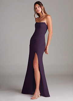 Azazie Leonis Bridesmaid Dresses Plum Sheath Strapless Chiffon Convertible Dress image3
