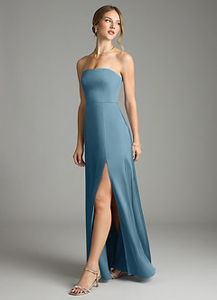 Azazie Wren Bridesmaid Dresses Bermuda A-Line Strapless Stretch Satin Convertible Dress image5