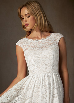 Azazie Ginnie Abiti da Sposa Abito A-Line in Pizzo Bianco Diamante image3