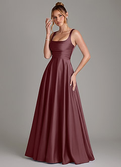 Azazie Azaria Robes de demoiselle d'honneur Robe Trapèze en Satin extensible Corset Sangria image3