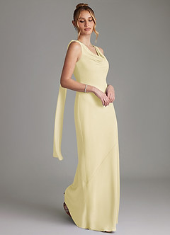 Azazie Essence Bridesmaid Dresses Lemon Sorbet Sheath Chiffon Dress image5
