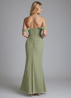 Azazie Luiza Bridesmaid Dresses Pistachio Mermaid Off the Shoulder Chiffon Dress image7
