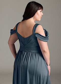 Azazie Lianne Jurken voor bruidsmeisjes Jurk van Stretch Satijn met A-Lijn Off the Shoulder Schemering image15