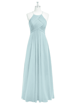 Azazie Ginger Bridesmaid Dresses Mist A-Line Halter Pleated Chiffon Dress image6