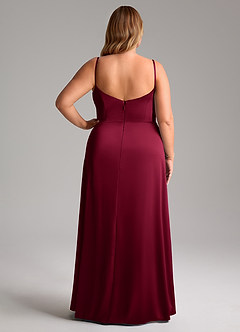 Azazie Azuree Brautjungfernkleider A-Linie Plissee Stretch-Satin Kleid Burgunderrot image10