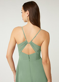 Azazie Minie Bridesmaid Dresses Matcha A-Line Bow Chiffon Dress image7