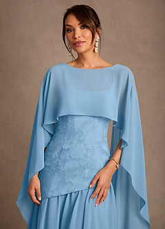 Azazie Flossie Mother of the Bride Dresses Steel Blue A-Line Pleated Chiffon Dress image6
