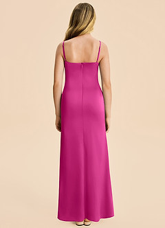 Azazie Rosalia Junior Robe Fourreau en Satin extensible Plissé Fuchsia image2