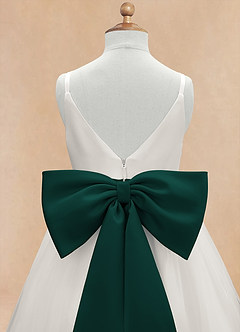 Azazie Lea Flower Girl Dresses Pine A-Line Spaghetti Strap Tulle Dress image9