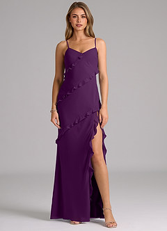 Azazie Nancie Bridesmaid Dresses Grape Mermaid Ruched Chiffon Dress image1