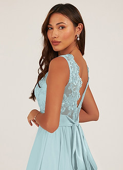Azazie Gertrude Bridesmaid Dresses Mist A-Line Lace Chiffon Dress image7