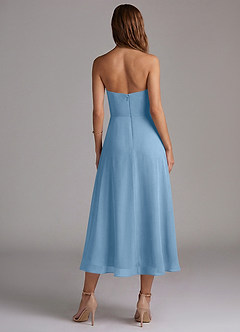 Azazie Wren Bridesmaid Dresses Steel Blue A-Line Strapless Chiffon Dress image2