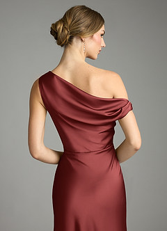 Azazie Emerson Bridesmaid Dresses Terracotta Mermaid Off the Shoulder Stretch Satin Dress image7