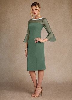 Azazie Bellevue Mother of the Bride Dresses Eucalyptus Sheath Beaded Stretch Crepe Dress image2