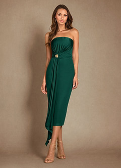 Azazie Dinanta Mother of the Bride Dresses Emerald Column Pleated Chiffon Dress image4