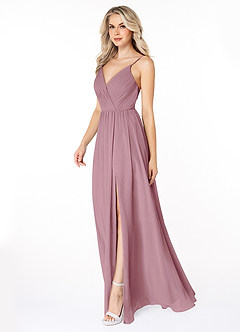 Azazie Gracie Final Sale Vintage Mauve A-Line Pleated Chiffon Dress image4