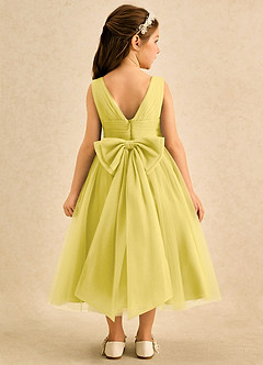 Azazie Macaron Flower Girl Dresses Canary A-Line Pleated Tulle Dress image2