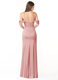 Azazie Amyra Jurken voor bruidsmeisjes Converteerbaar Jurk van Stretch Satijn met Zeemeermin Off the Shoulder Poederroze image2