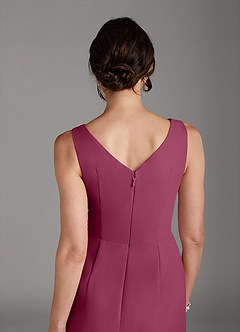 Azazie Saturn Mother of the Bride Dresses Mulberry Sheath V-Neck Pleated Chiffon Dress image5