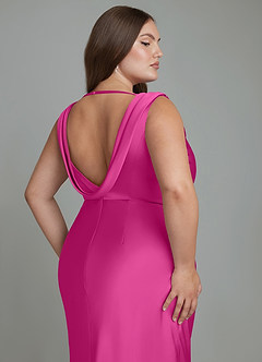 Azazie Kieryn Robes de demoiselle d'honneur Robe Sirène en Satin extensible Plissé Fuchsia image12