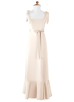 Azazie Barbara Junior Robe Trapèze en Mat Satiné Arc Albâtre Blanc image6