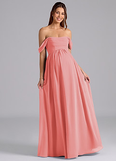 Azazie Saige Maternity Bridesmaid Dresses A-Line Pleated Chiffon Floor-Length Dress image4
