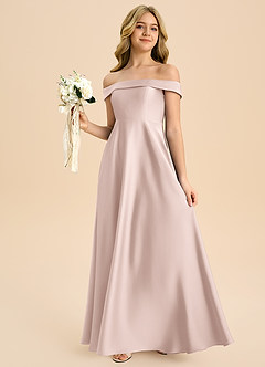 Azazie Sissy Junior Klä av A-Line i Stretch Satin Av axeln image3