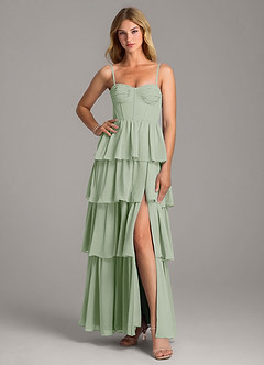 Azazie Alanna Bridesmaid Dresses Dusty Sage A-Line Sweetheart Neckline Chiffon Dress image3