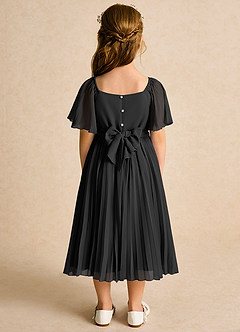 Azazie Gisele Abiti da Ragazza di Fiori Abito A-Line in Chiffon Plissettato Nero image6