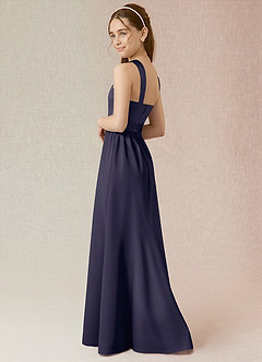 Azazie Jiya Junior A-Linie Plissee Stretch-Satin Kleid Sturm image3