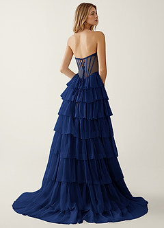 Liliannah Navy Lightweight Chiffon/Hotfix Rhinestone Prom Dress image2