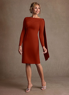 Azazie Merian Suknie dla Matki Panny Młodej Kolumna Pofałdowany Rozciągliwy Krep Długość do kolan Sukienka image3