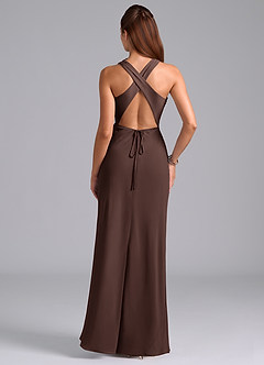 Azazie Evadne Bridesmaid Dresses Ganache Sheath Pleated Chiffon Dress image7