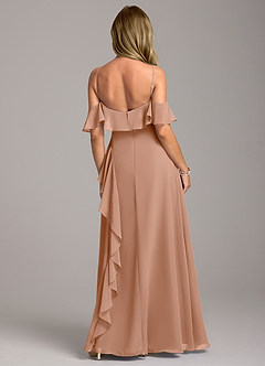 Azazie Aubrie Jurken voor bruidsmeisjes Jurk van Chiffon met A-Lijn Off the Shoulder Champagne Roos image6