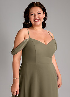 Azazie Marley Bridesmaid Dresses Willow Green A-Line Off the Shoulder Chiffon Convertible Dress image16