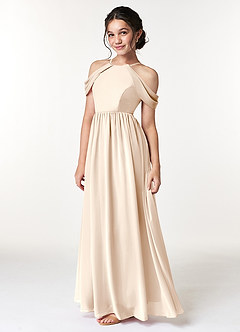 Azazie Seneca Junior White Alabaster A-Line Off the Shoulder Chiffon Dress image5