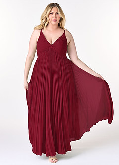 Azazie Raychelle Bridesmaid Dresses Burgundy A-Line V-Neck Chiffon Dress image7
