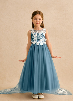 Azazie Mixie Sukienki dla dziewczynek sypiących kwiaty Suknia balowa Koronka Sznurówka Długość kostki Sukienka image2