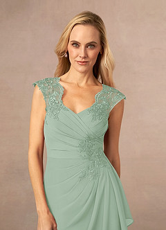 Azazie Gladys Mother of the Bride Dresses Agave A-Line Queen Anne Lace Chiffon Dress image5
