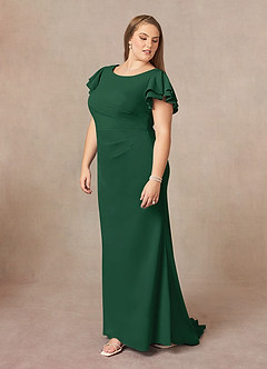 Azazie Peppermint Mother of the Bride Dresses Dark Green Mermaid Scoop Ruched Stretch Crepe Dress image9
