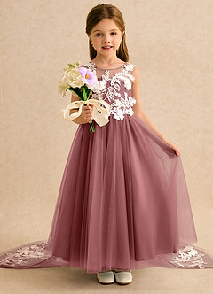 Azazie Mixie Flower Girl Dresses Amethyst Ball-Gown Lace Dress image6