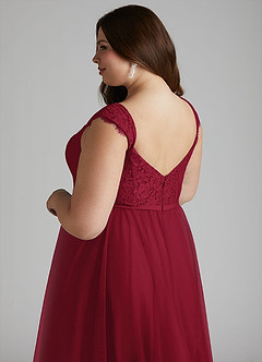 Azazie Luxi Bridesmaid Dresses Burgundy A-Line Pleated Tulle Dress image11