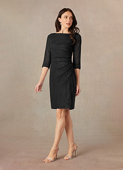 Azazie Lola Mother of the Bride Dresses Black Sheath Lace Dress image2