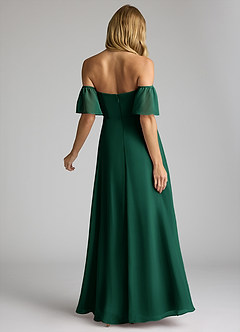 Azazie Sue Bridesmaid Dresses Emerald A-Line Off the Shoulder Chiffon Convertible Dress image3