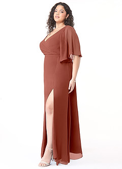 Azazie Cierra Bridesmaid Dresses Auburn A-Line V-Neck Chiffon Dress image11