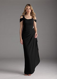 Azazie Weitzman Mother of the Bride Dresses Black Sheath Sequins Mesh Dress image3