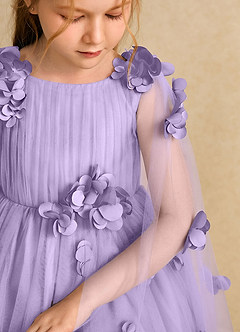 Azazie Staria Flower Girl Dresses Lilac Ball-Gown Ruched Tulle Dress image10