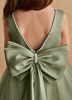 Azazie Cookie Flower Girl Dresses Pistachio A-Line Bow Tulle Dress image6