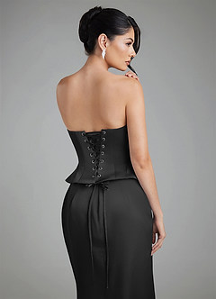 Azazie River Bridesmaid Dresses Black Sheath Corset Stretch Satin Convertible Dress image16